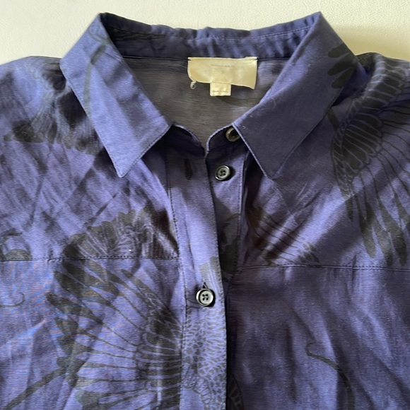 Billy Reid Dark Blue and Black Animal Print Button Down Shirt Women's Size Small - Picture 3 of 10